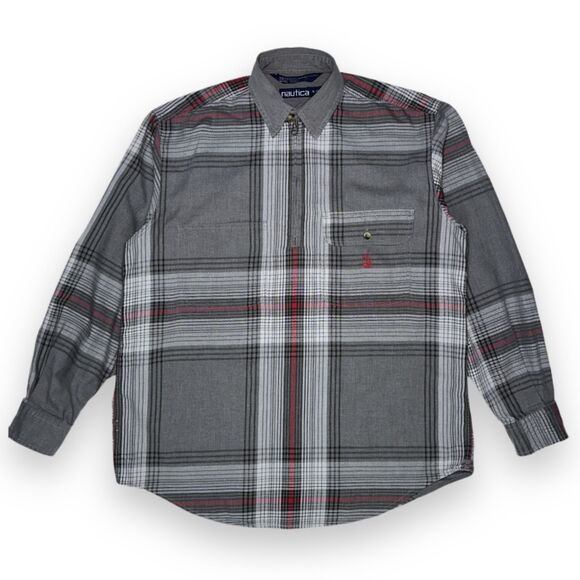 Nautica Other - 90s Vintage Nautica 1/4 Zip Relaxed Plaid Pullover Shirt Sz M Double Pocket